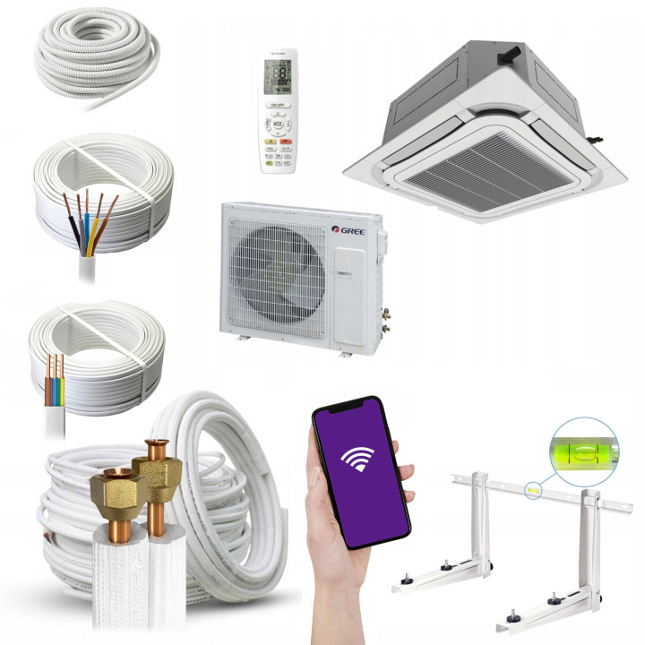 Klimatyzator Kasetonowy sufitowy Gree U-Match Plus 8,5kW Zestaw 3mb