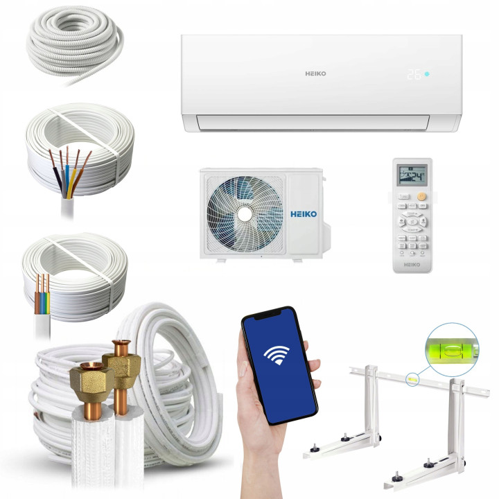 Klimatyzator Split HEIKO QIRA 2,6kW Pilot Split Klimatyzacja Zestaw 7mb