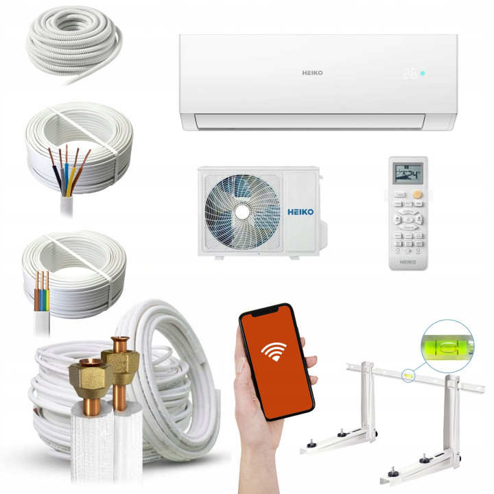 Klimatyzator Split HEIKO ARIA 2,6kW WiFi Jonizator Zestaw 5mb