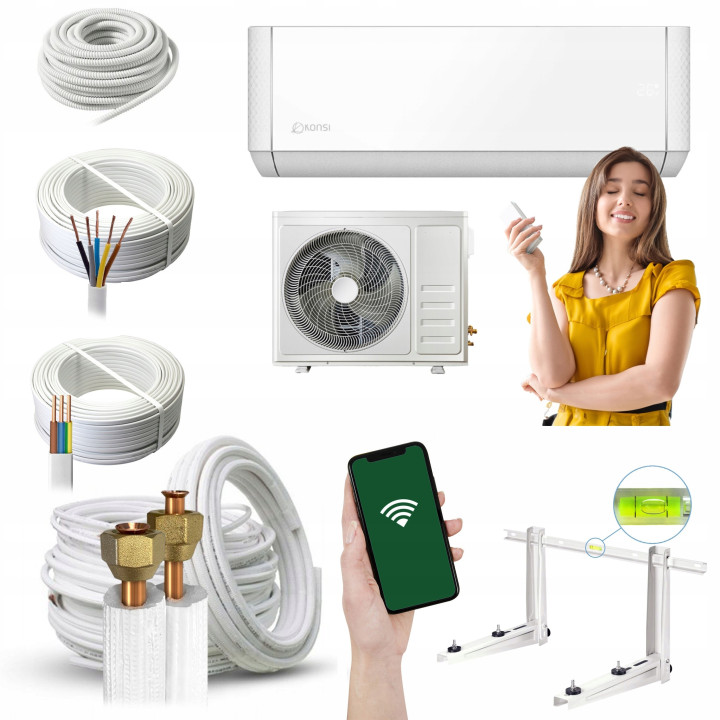Klimatyzator ścienny Konsi Risou 3,5kW WiFi A+++ samodzielny Zestaw 5mb