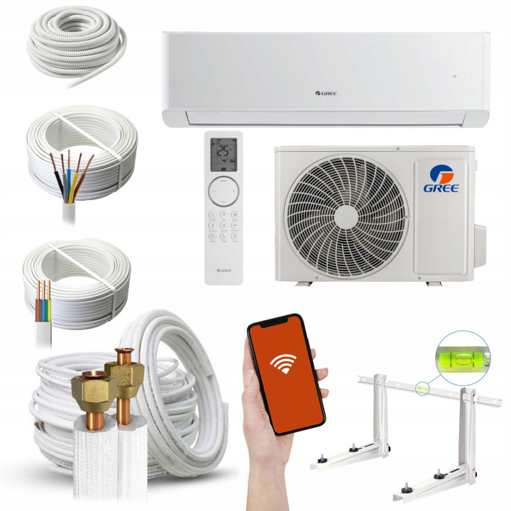 Klimatyzator ścienny GREE Amber Prestige 7,0kW WiFi, Zestaw 7mb