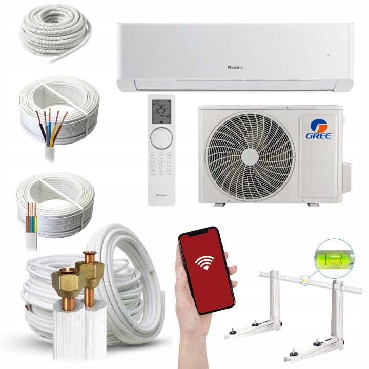 Klimatyzator ścienny GREE Amber Prestige 3,5kW chłodzenie i Zestaw 7mb
