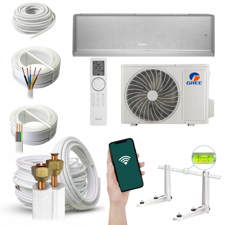 Klimatyzator domowy Gree Airy Silver 7,1kW WiFi Grzanie Zestaw 3mb