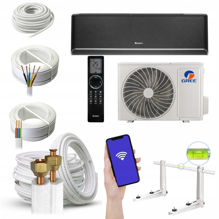 Klimatyzator domowy Gree Airy Dark 7,1kW WiFi Grzanie Zestaw 4mb