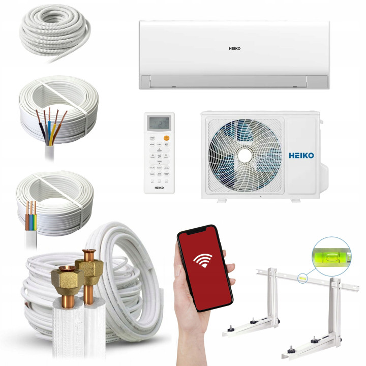 Klimatyzator Heiko Mora 3,5 kW WiFi R32 Grzałka tacy ociekowej Zestaw 3mb