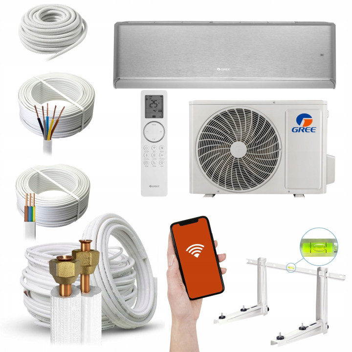 Klimatyzator domowy Gree Airy Silver 3,5kW WiFi Grzanie Zestaw 4mb