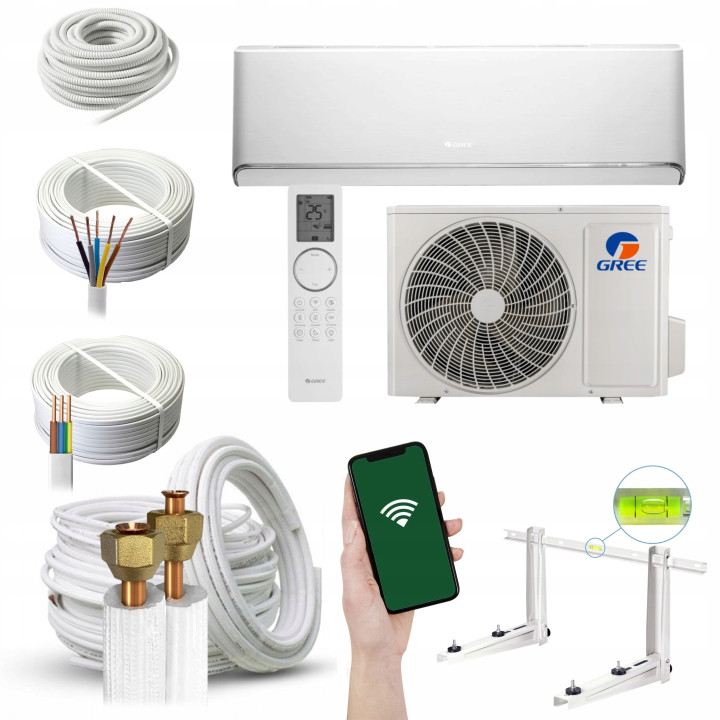 Klimatyzator domowy Gree Airy White 3,5kW WiFi Grzanie Zestaw 3mb
