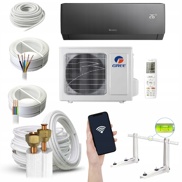 Klimatyzacja pokojowa Gree PRO 2026 Grzanie 3D WiFi Czarny 2,7kW Zestaw 3mb