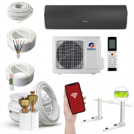 KLIMATYZACJA ścienna GREE Fairy Dark 7kW WiFi Mocny Klimatyzator Zestaw 6mb