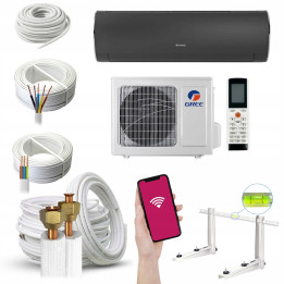 KLIMATYZACJA ścienna GREE Fairy Dark 3,5kW WiFi wydajny auto Zestaw 3mb