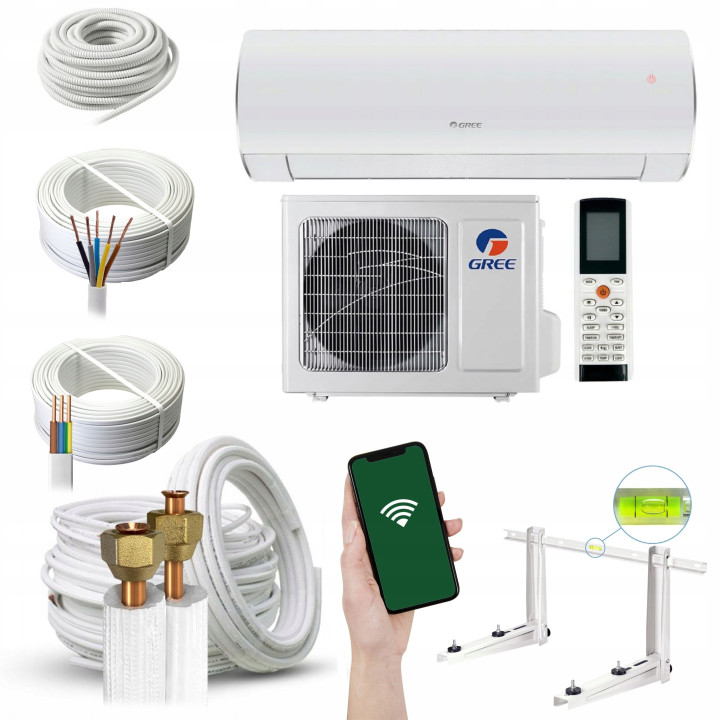 KLIMATYZACJA ścienna GREE Fairy White 5,2kW WiFi Mocny Zestaw 6mb