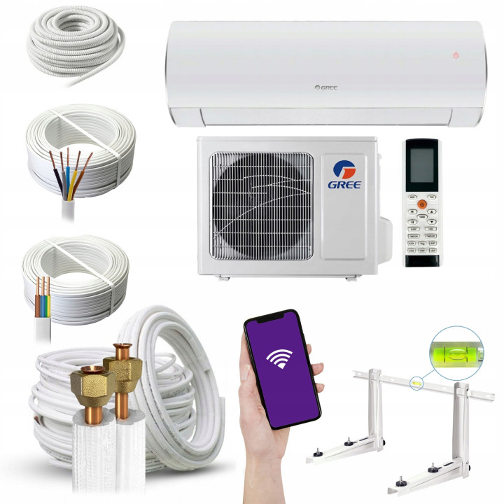 KLIMATYZACJA ścienna GREE Fairy White 2,7kW WiFi Mocny Zestaw 6mb