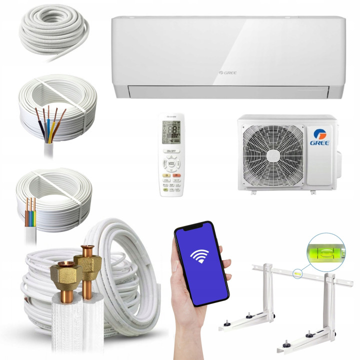 Klimatyzacja domowa GREE Pular Shiny 2,6kW WiFi Klimatyzator Zestaw 5mb