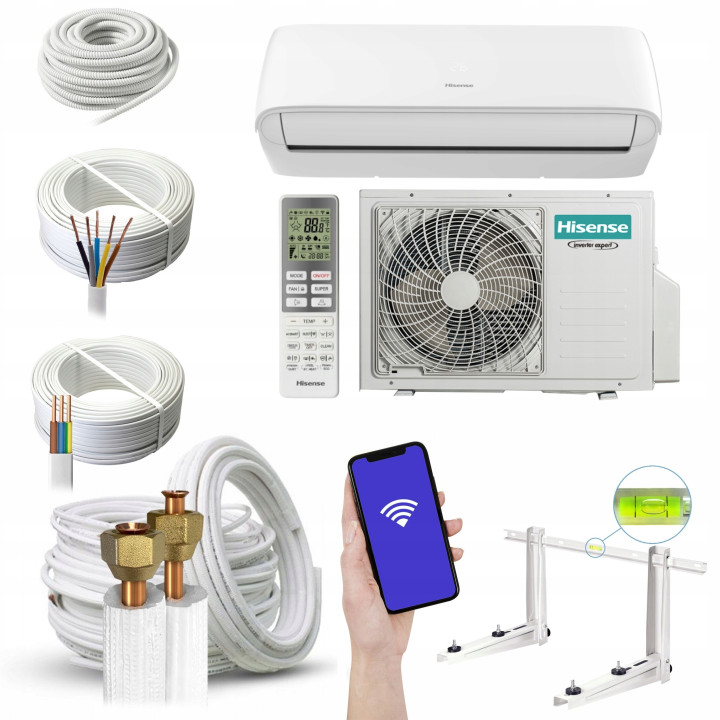 Klimatyzator ścienny Hisense Hi-Smart 5 kW z modułem WiFi Zestaw 7mb