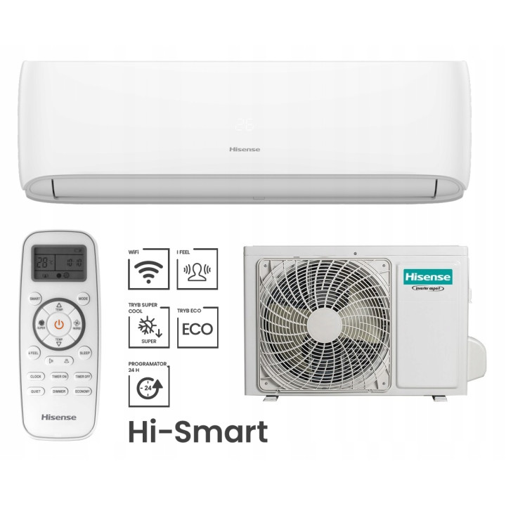 Klimatyzator ścienny Hisense Hi-Smart 5 kW z modułem WiFi Zestaw 7mb