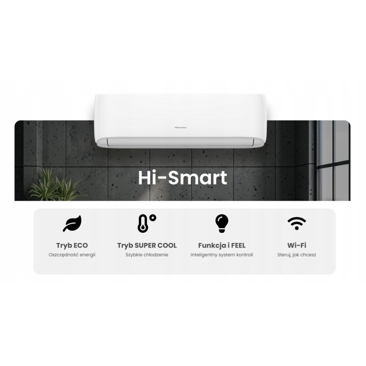 Klimatyzator ścienny Hisense Hi-Smart 5 kW z modułem WiFi Zestaw 7mb