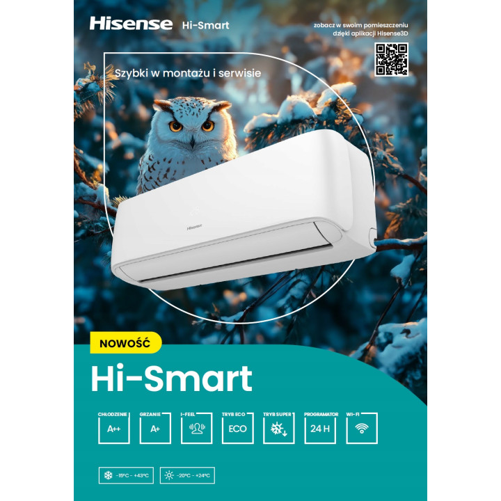Klimatyzator ścienny Hisense Hi-Smart 5 kW z modułem WiFi Zestaw 7mb