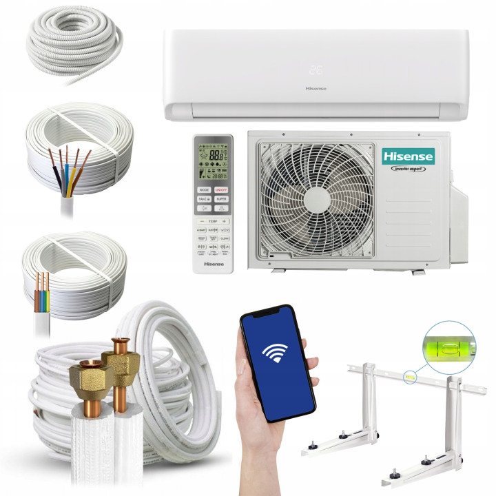 Klimatyzator ścienny Hisense Expert Comfort 3,5 kW z WiFi, Zestaw 7mb