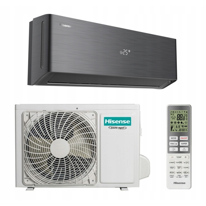 Klimatyzator Hisense 3,5 kW Energy Pro X z WiFi i EEV czarny, Zestaw 4mb