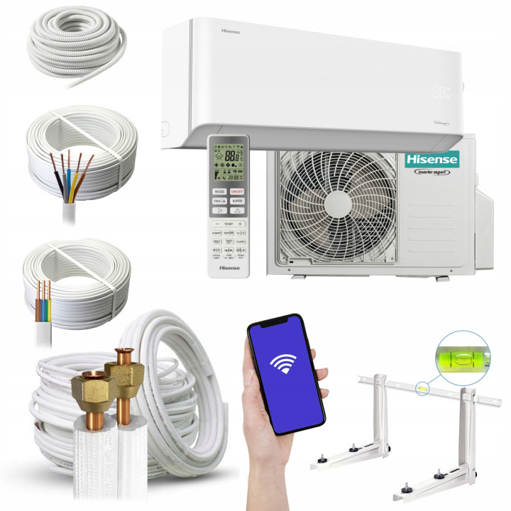 Klimatyzator ścienny z grzaniem Hisense Unipure 7,0 kW z WiFi Zestaw 4mb