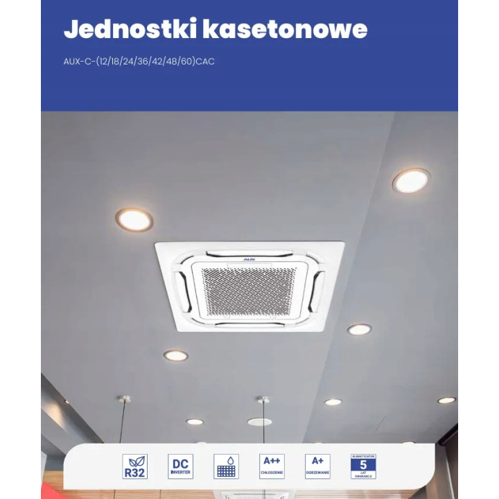 Klimatyzator kasetonowy AUX AUX-C-12CAC 3,52 kW, efektywne Zestaw 3mb