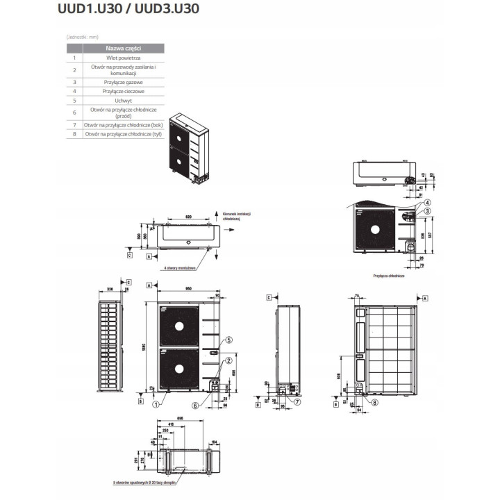 Klimatyzator kasetonowy LG UT42FH High-Inverter 12,1 kW Zestaw 6mb