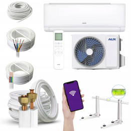 Klimatyzator ścienny AUX Q-Smart Eco 2,7 kW WiFi grzanie lampa Zestaw 4mb