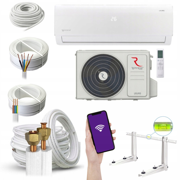 Klimatyzacja ścienna ROTENSO Ukura 3,5 kW WiFi Grzanie Zestaw 5mb