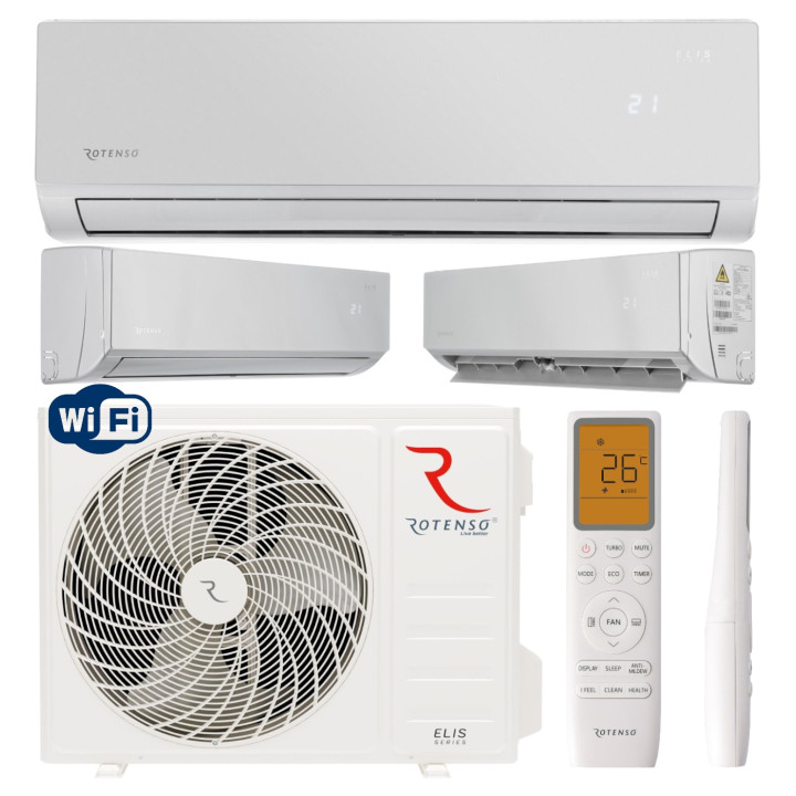 Klimatyzator ROTENSO ELIS SILVER 2,6kW wifi pilot chłodzenie Zestaw 5mb