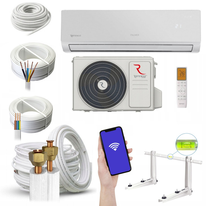 Klimatyzator ROTENSO ELIS SILVER 2,6kW wifi pilot chłodzenie Zestaw 3mb