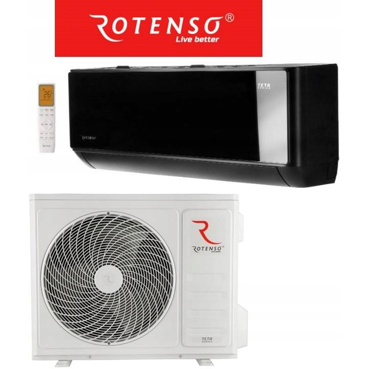 Klimatyzator ścienny Rotenso TETA Mirror 5,1KW Czarny Zestaw 4mb