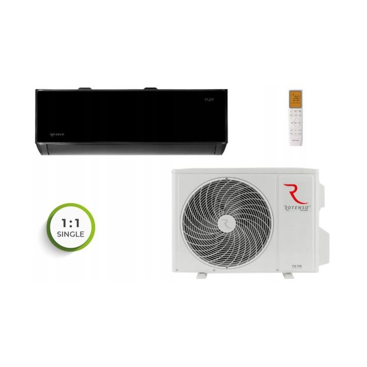 Klimatyzator ścienny Rotenso TETA Mirror 5,1KW Czarny Zestaw 3mb