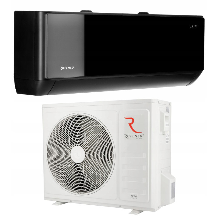 Klimatyzacja ścienna Rotenso TETA Mirror 2,6kW Czarny mieszkanie Zestaw 3mb