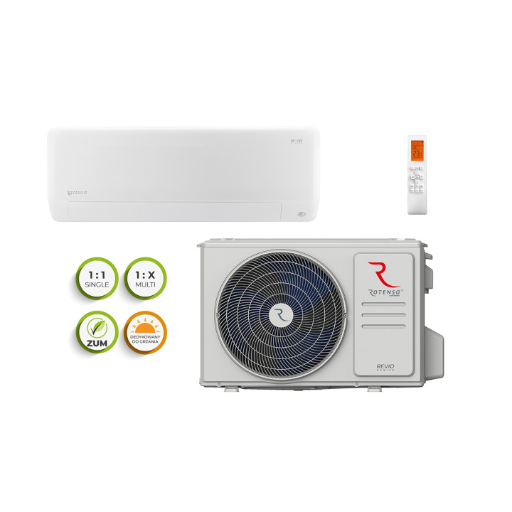 Klimatyzator ścienny Rotenso REVIO 3,5kW WIFI HEPA Zestaw 7mb