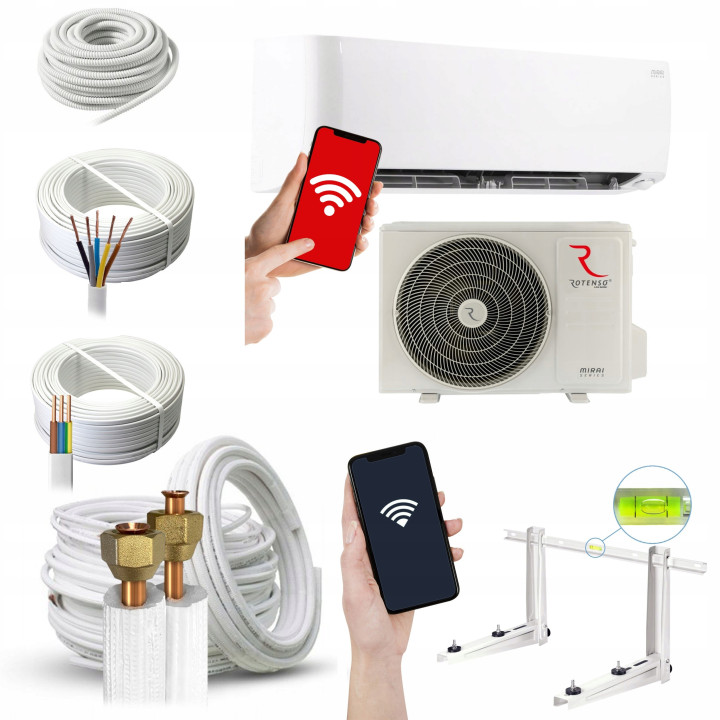 Klimatyzator ścienny Rotenso Mirai 3,5kW 40m2 WIFI Zestaw 3mb