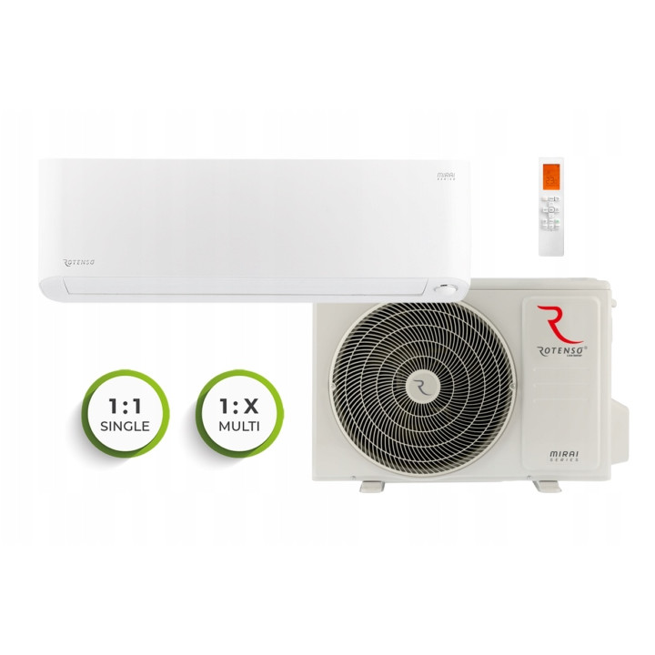 Klimatyzator ścienny Rotenso Mirai 3,5kW 40m2 WIFI Zestaw 3mb