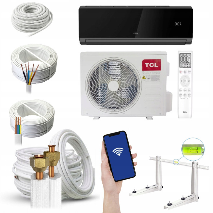 Klimatyzator TCL Elite Dark Czarny 3,5kW WiFi Klimatyzacja do Zestaw 3mb