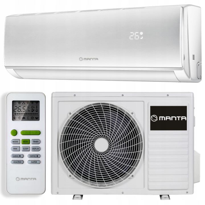 Klimatyzator ścienny MANTA 3,5kW Klimatyzacja WiFi Wydajna Zestaw 3mb