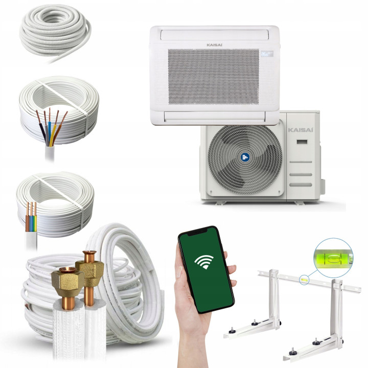 Klimatyzator Konsola Kaisai 3,5 kW przypodłogowy WiFi R32 Zestaw 7mb