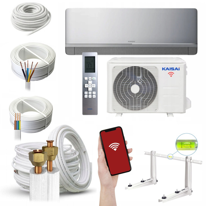 Klimatyzacja ścienna Kaisai GEO+ Grey 7,2kW wydajna, lampa Zestaw 3mb