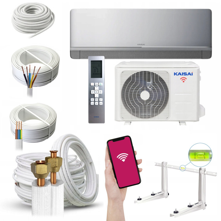 Klimatyzator ścienny Kaisai GEO+ Grey 3,5kW energooszczędny, Zestaw 4mb