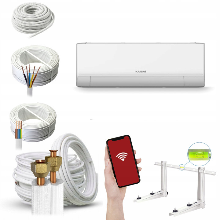 Klimatyzator ścienny KAISAI PRO HEAT+ 2,6 kW wydajny mocny Zestaw 6mb
