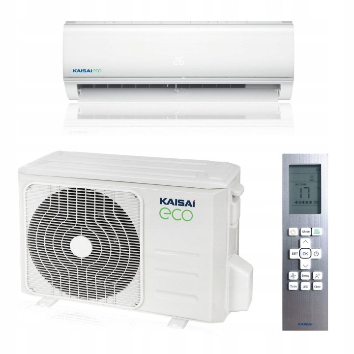 Klimatyzator ścienny KAISAI ECO Split 3,5kW 40m2 do domu biura Zestaw 5mb