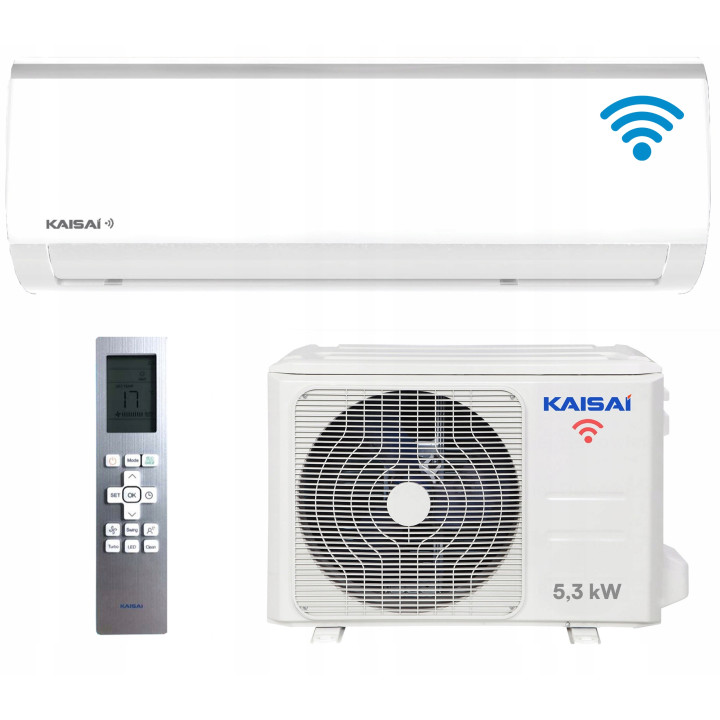 Klimatyzator ścienny KAISAI Fly 5,3kW WiFi HEPA Grzanie Zestaw 5mb