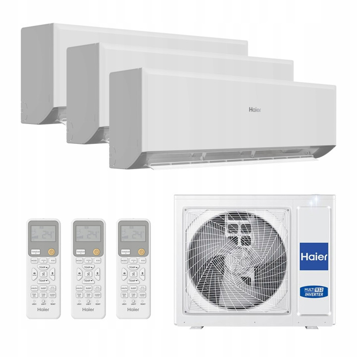 Klimatyzacja HAIER Multisplit 3x Revive Plus 3D Wydajny Wifi 80m2 dom 7,5kW