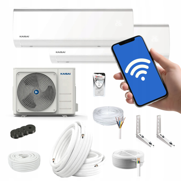 Klimatyzacja MULTISPLIT KAISAI Fly 2,6 +3,5kW WiFi Grzanie Zestaw 8mb