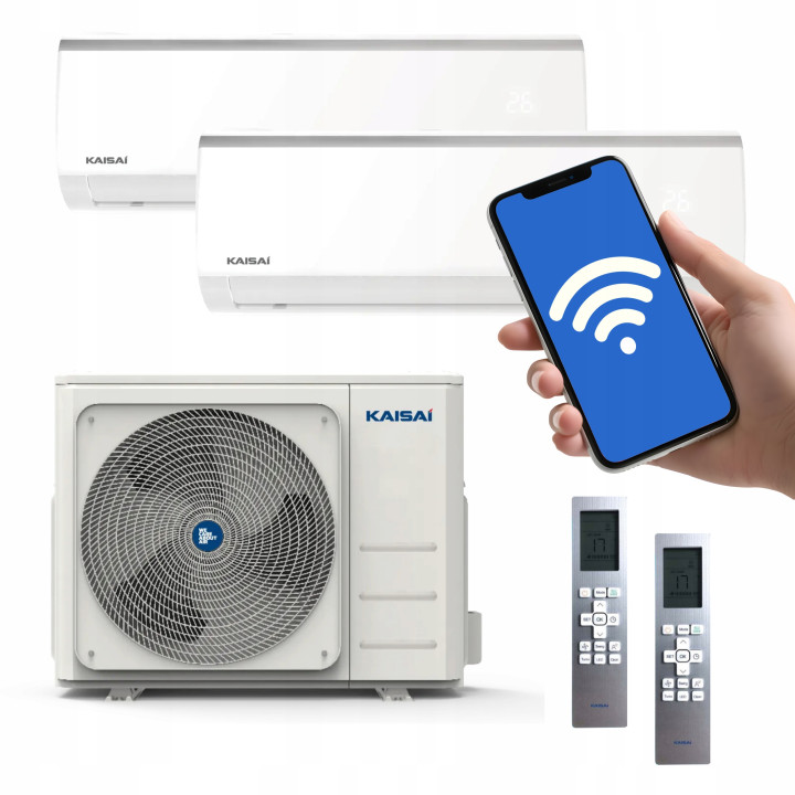 Klimatyzacja ścienna MULTISPLIT KAISAI Fly 2,6 + 3,5kW WiFi Grzanie do domu