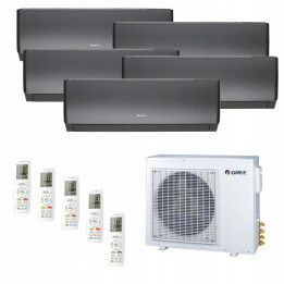 Gree MULTISPLIT 5x Pular PRO Black CZARNY 180m2 do domu biura 3D WiFi
