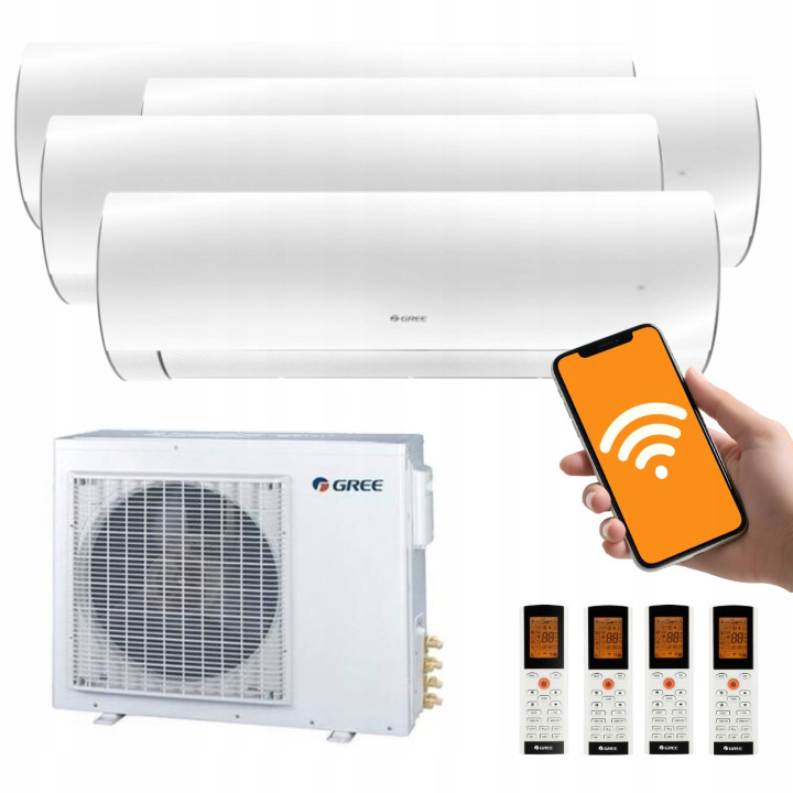 Klimatyzator Multisplit Gree 4x FAIRY White Biały do domu biura 100m2 WiFi