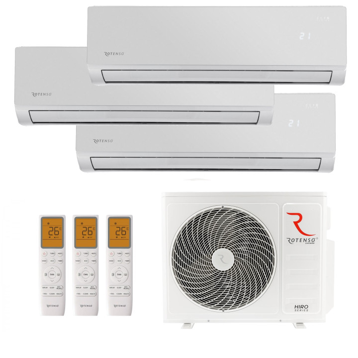 Klimatyzacja Multisplit ROTENSO 3x ELIS WIFI 80m2 mieszkanie Silver 8kW